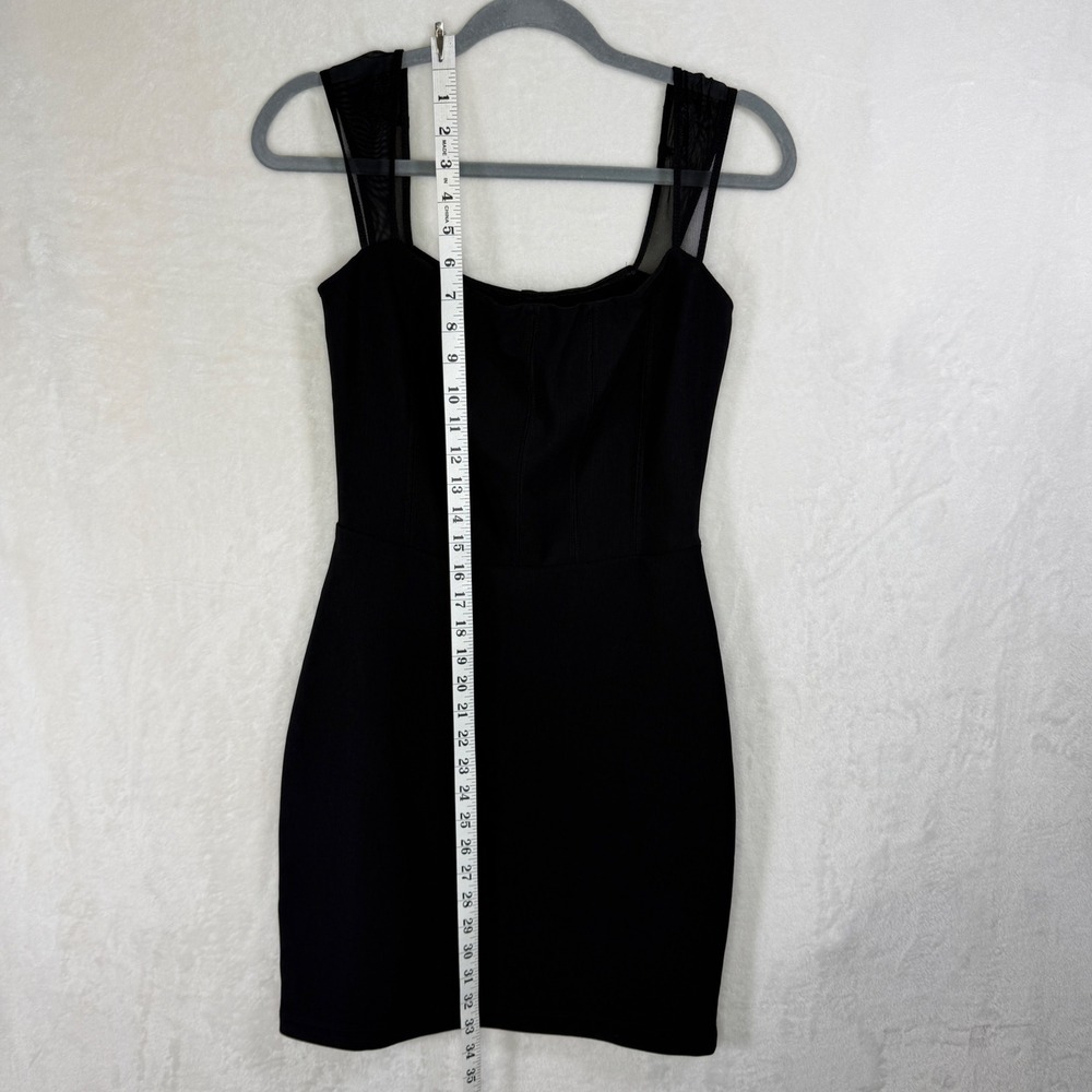 Hugo Buscati Mini Dress Women Medium Black Mesh Strap Corset Seam Bodycon LBD - Picture 2 of 8